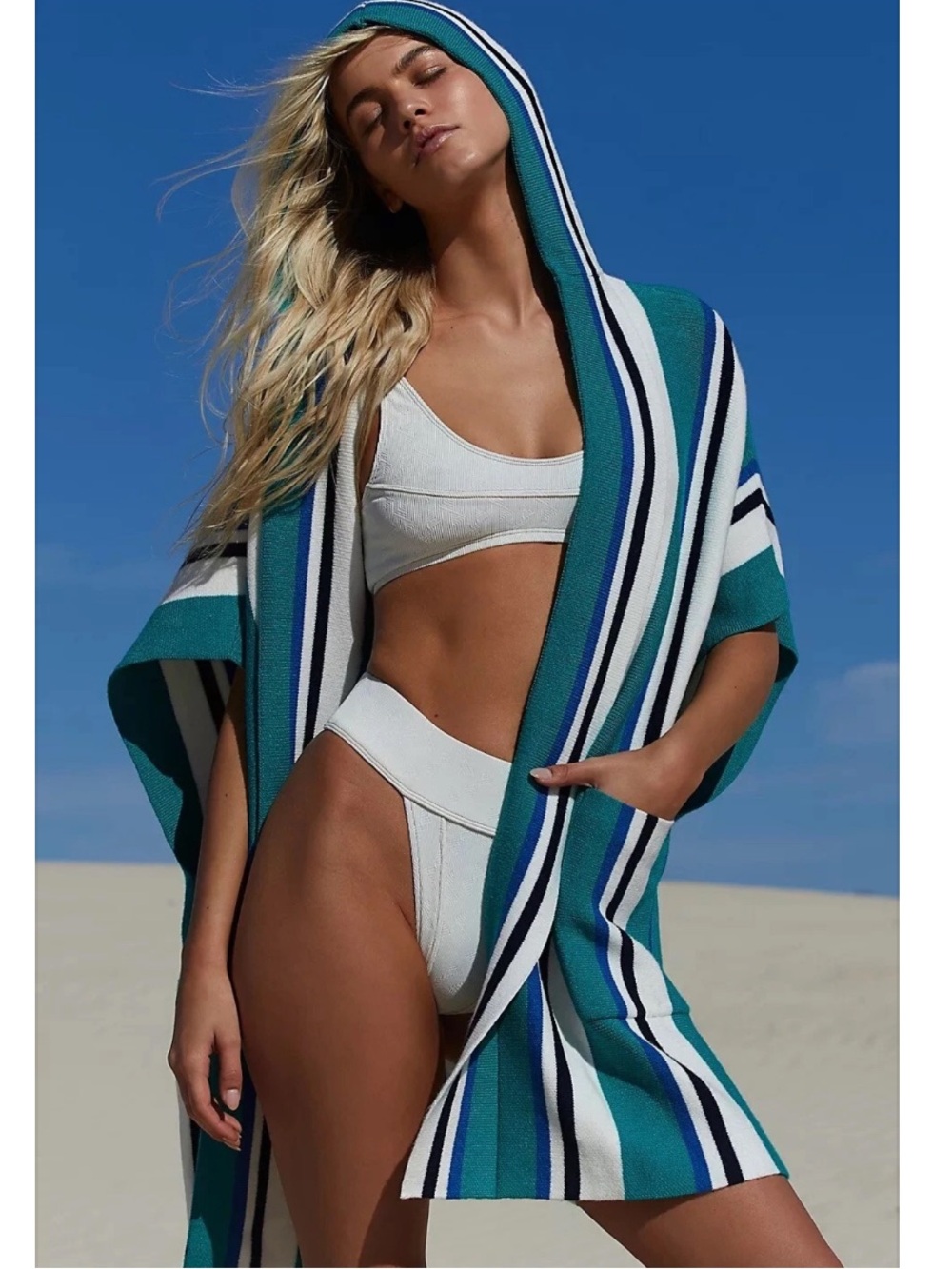 Free People All I Need Stripe Poncho One Size NWOT